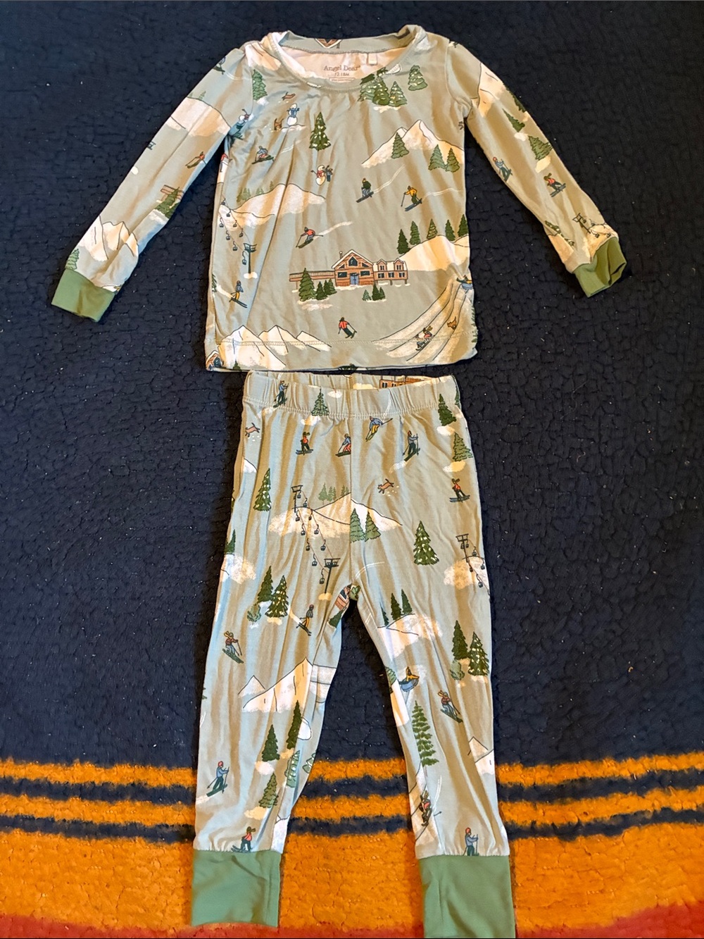Angel Dear Sage Green Ski Mountain Pajama Set